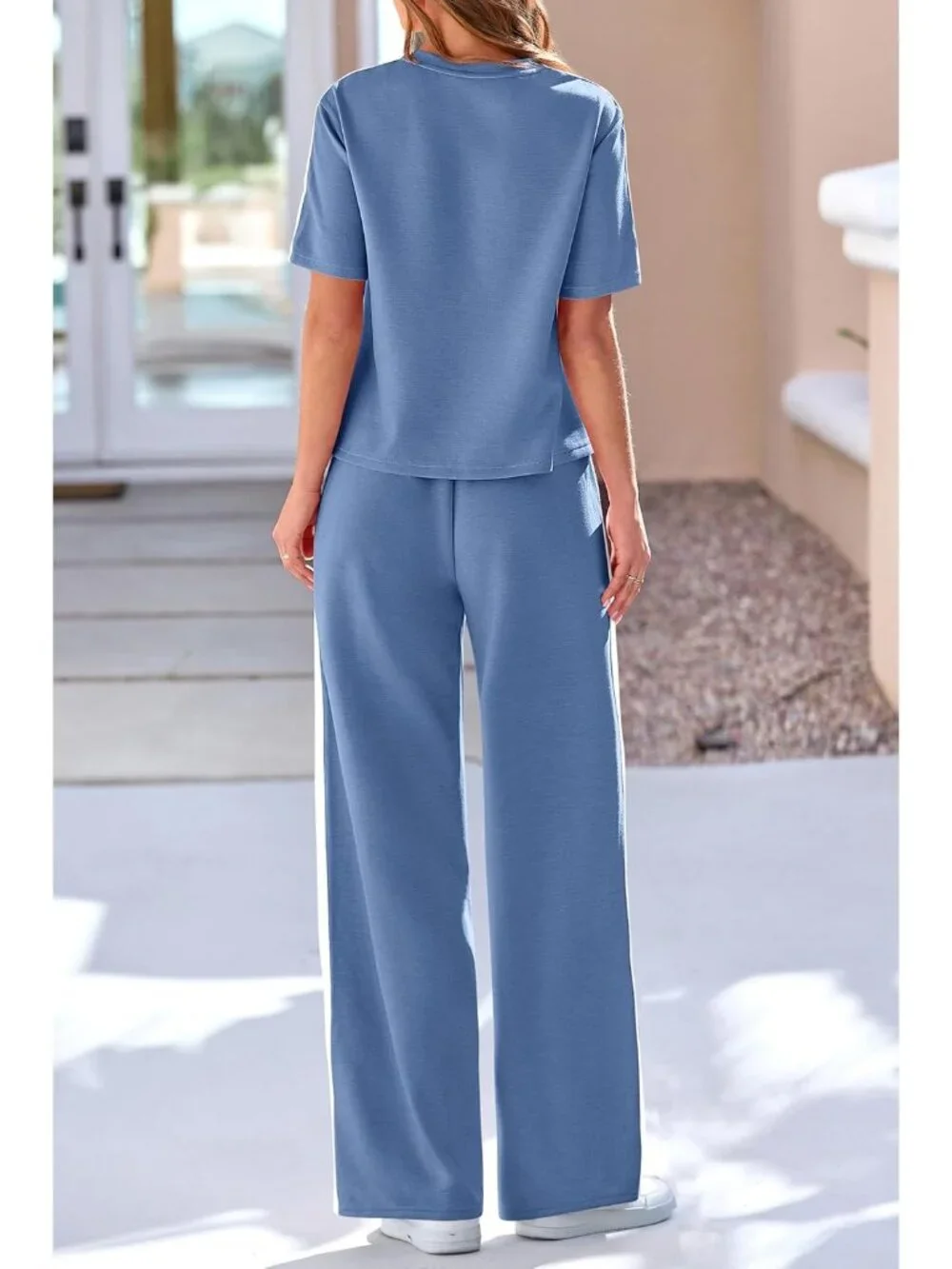 Women's 2 Piece Sets Summer Casual Sweatsuits Wide Leg Pants Matching Lounge Set